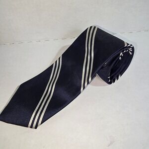 Navy Blue Striped Tie‎ HUDDERSFIELD All Silk from Italy NWT